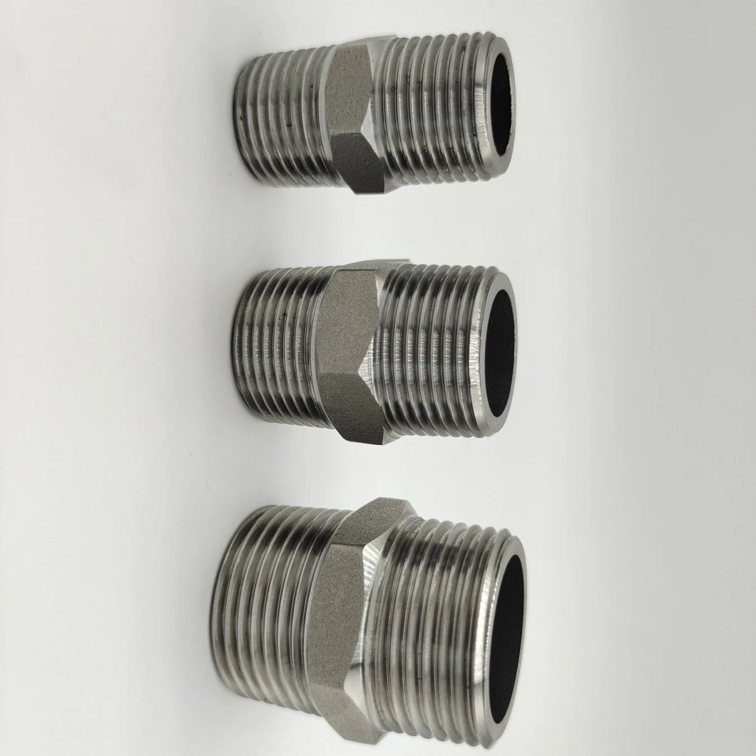 Zg/NPT 1 Inch Stainless Steel Fitting Thread Hex Nipple OEM, NPT/BSPT Male Thread Connectors Hex Nipple